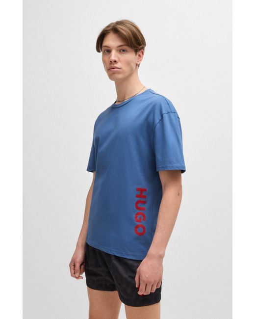 HUGO T-shirt Van Katoenen Jersey Met Uv-bescherming (factor 50+) in het Blue voor heren