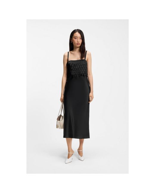Boss Black Long-Length Strappy Dress With Laser-Cut Details