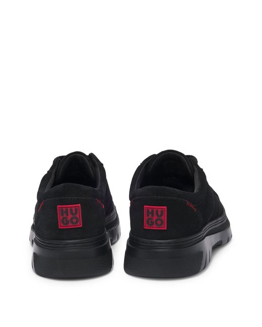 HUGO Black Suede Derby Shoes With Eva Sole for men