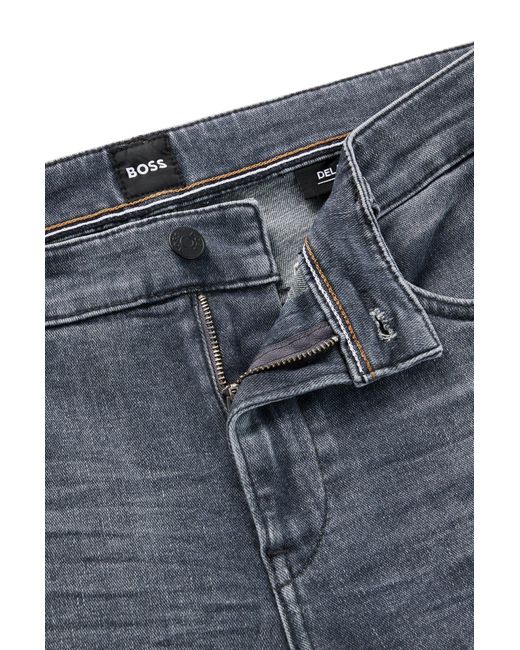 Boss Gray Slim-fit Jeans In Grey Italian Super-soft Denim for men