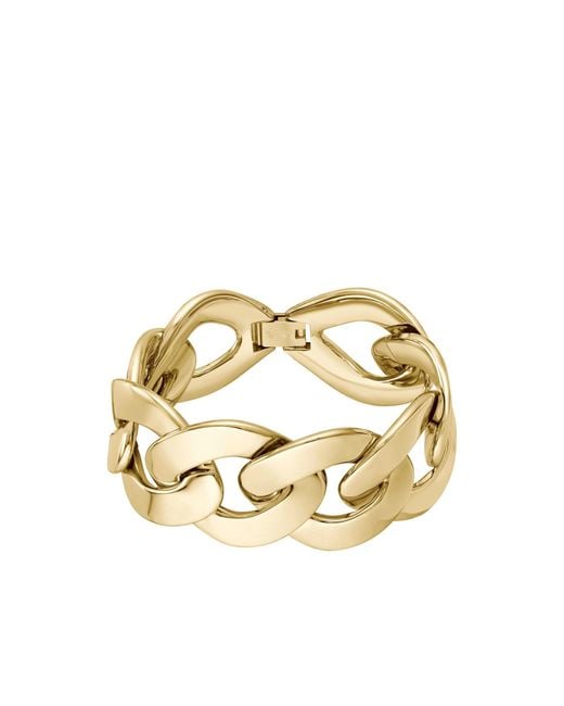 Boss Metallic Tone Bracelet With Curb-Chain Design