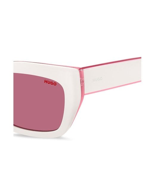 HUGO White-acetate Sunglasses With Pink Contrasts