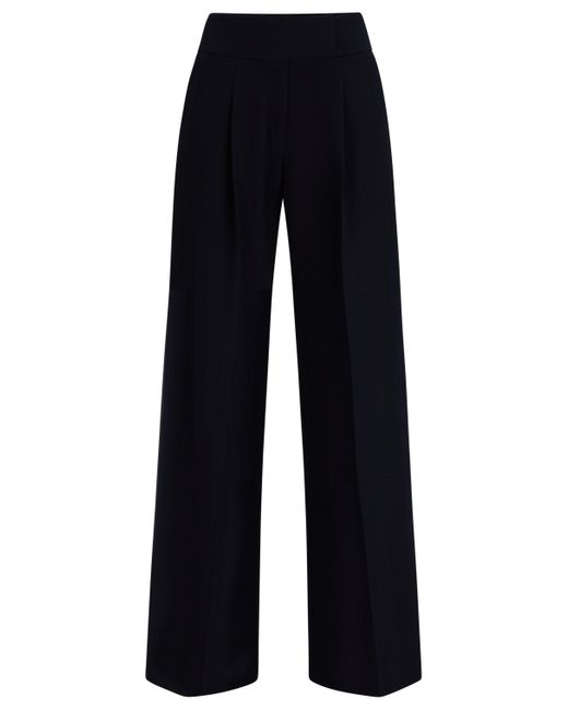 HUGO Blue Regular-fit Pleated Trousers With Extra-long Length