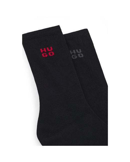 HUGO Black Two-Pack Of Short Socks With Stacked Logos