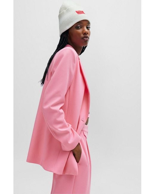HUGO Pink Regular-fit Jacket In Stretch Fabric