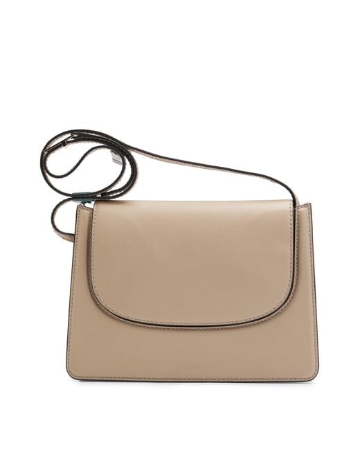 Boss Natural Crossbody Bag In Leather With Signature Details