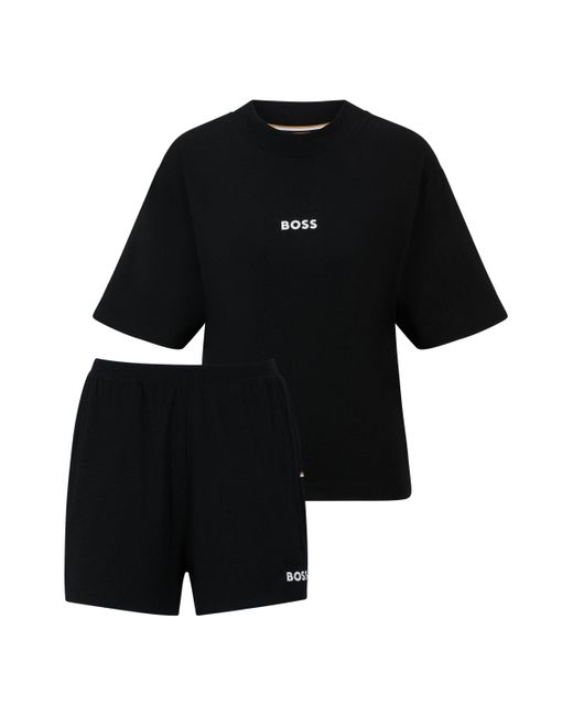Boss Black Regular-Fit Pyjama mit kontrastfarbenen Logos und Seitentaschen
