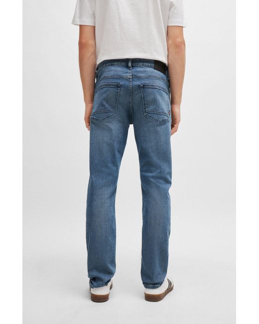 Boss Slim-fit Jeans In Mid-blue Soft Stretch Denim for men