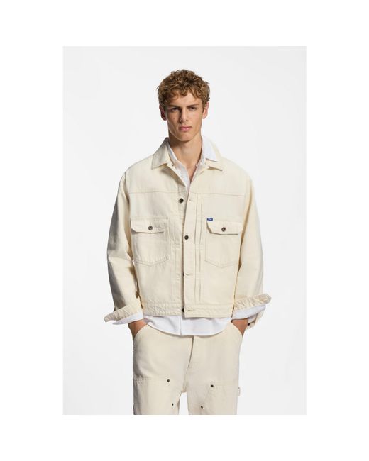 HUGO White Relaxed-Fit Trucker Jacket for men