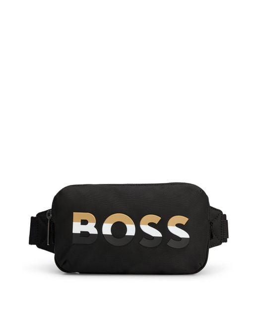 BOSS by Hugo Boss Black Belt Bag With Signature-stripe Logo And Strap for men