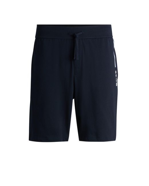 Boss Blue Regular-rise Shorts In French Terry With Logo Detail for men