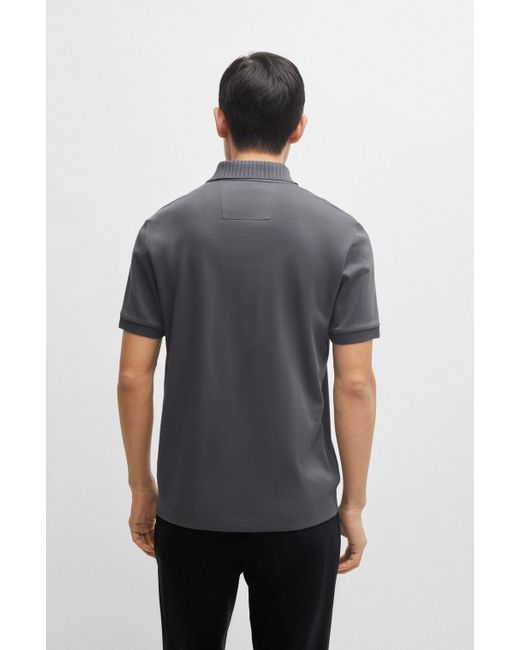 Boss Poloshirt aus feuchtigkeitsregulierendem Baumwoll-Mix in Black für Herren
