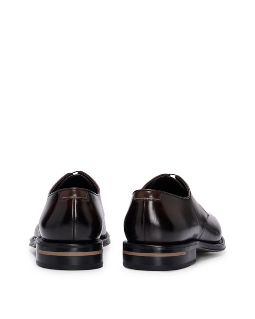 Chaussures derby confectionnées en Italie, en cuir bruni Boss pour homme en coloris Black