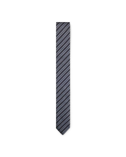 HUGO Blue Silk Tie With Diagonal Stripes for men