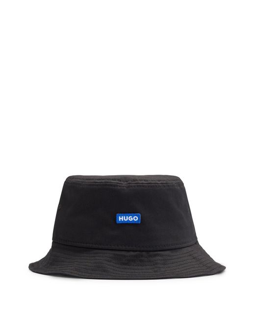 Bob unisexe en twill de coton avec patch logo HUGO pour homme en coloris Black