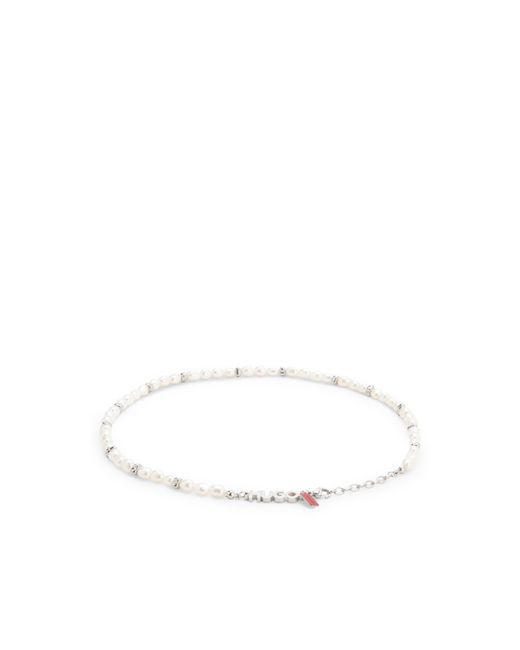 HUGO Green Pearl Necklace With Irregular Metal Beads for men