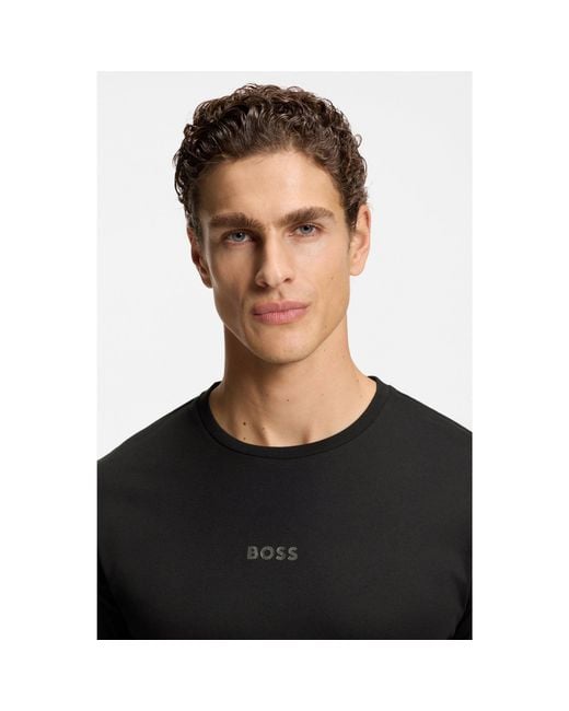 Boss Black Cotton Pyjama Set With Monogram Waistband for men