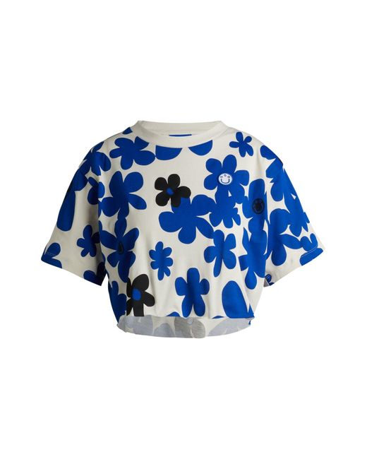 HUGO Blue Cotton-jersey Relaxed-fit T-shirt With Floral Print