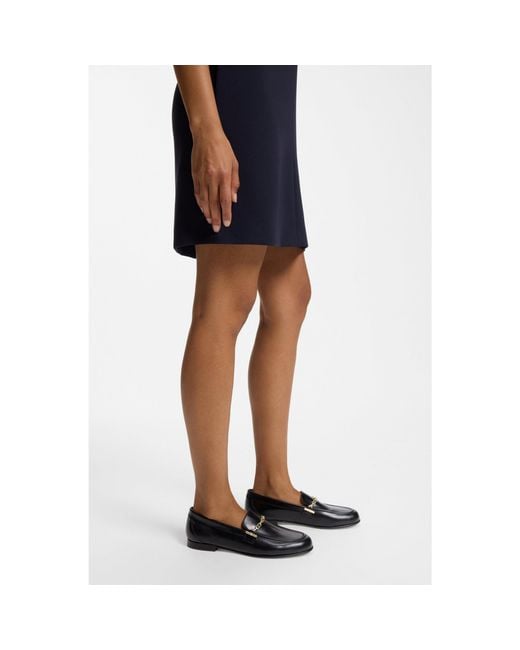 Boss Black Leather Loafers With Chain Trim And Logo Detail