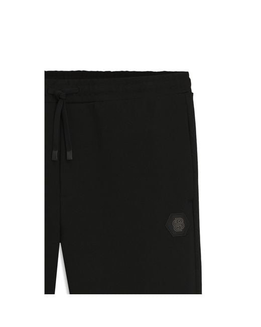 Boss Black Cotton-Blend Tracksuit Bottoms With Double B Monogram for men