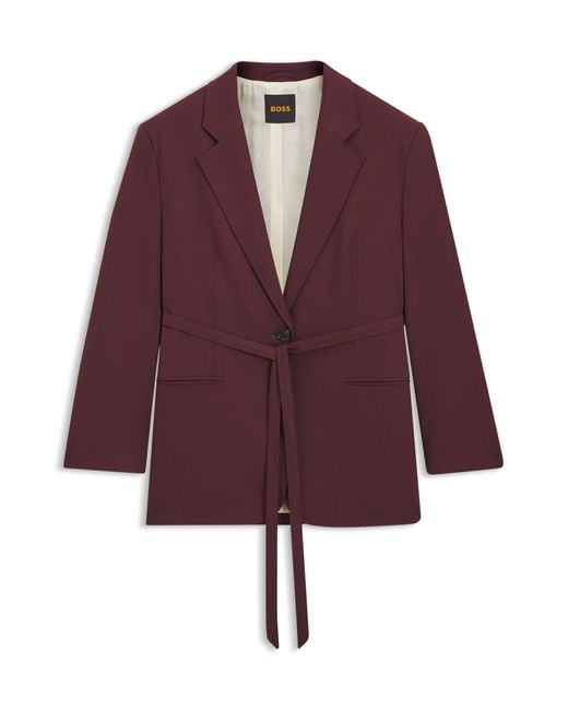 Boss Oversized-Fit Blazer Met Riem in het Red
