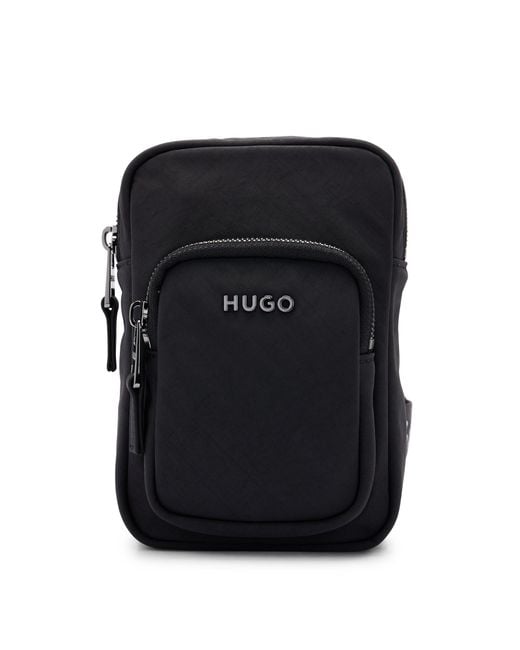HUGO Black S Tayron Phone Pouch Mini Reporter Bag With Logo Lettering Size One Size for men
