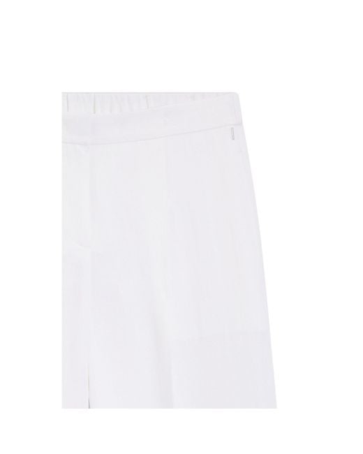 Boss White Relaxed-Fit Trousers