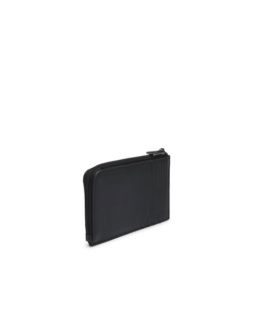 HUGO Black Faux-Leather Logo Card Holder With Zipped Coin Pocket for men
