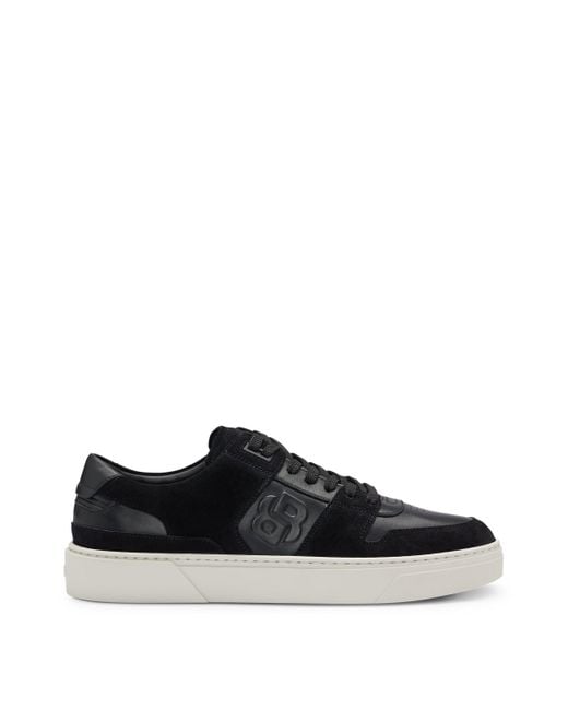 Boss Black Gary Double-monogram Trainers In Suede And Leather for men