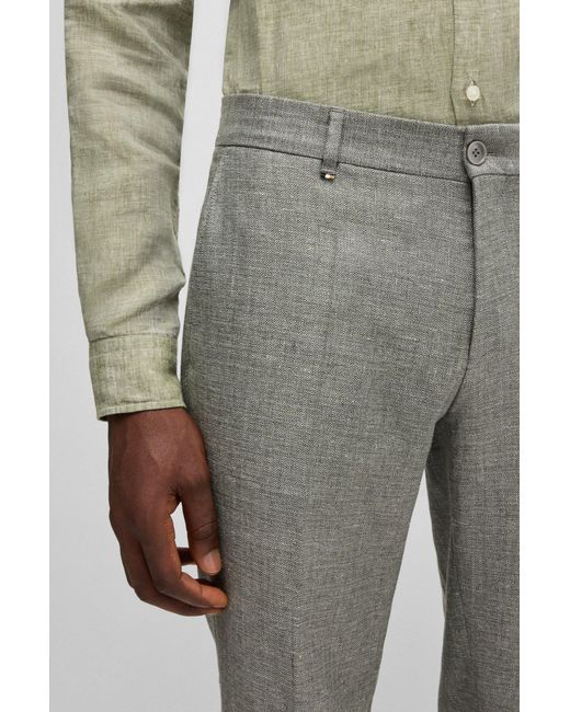 Boss Business-Hose Aus Filigran Gemustertem Stretch-Gewebe in Gray für Herren