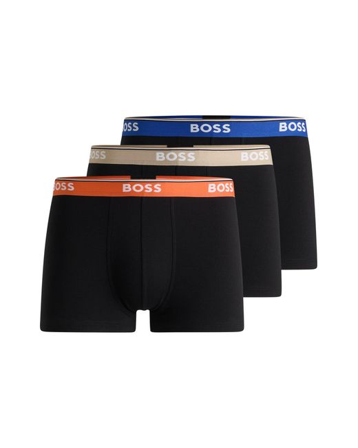 Lot De Trois Boxers Courts En Coton Stretch Avec Taille Logotée Boss pour homme en coloris Blue