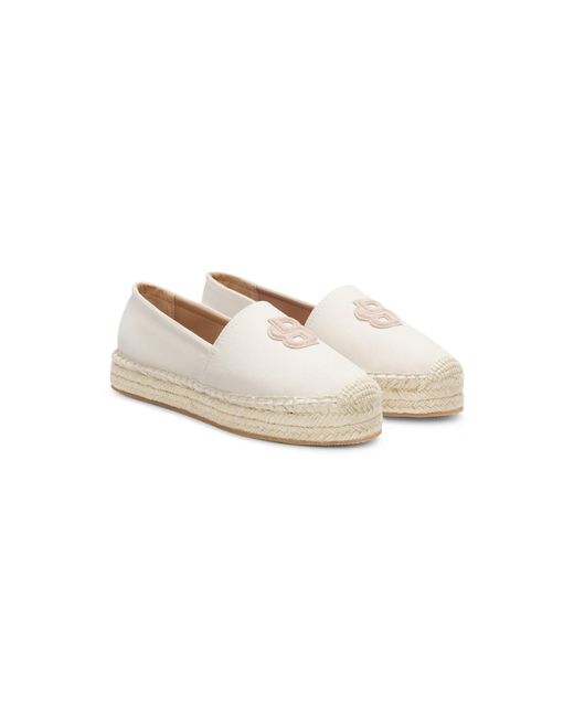 Boss White Canvas Espadrilles With Double B Monogram