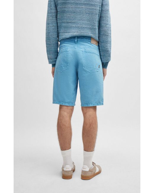 Boss Relaxed-Fit Shorts aus festem Denim in Blue für Herren