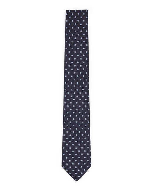 Boss Blue Silk-jacquard Tie With Micro Pattern for men