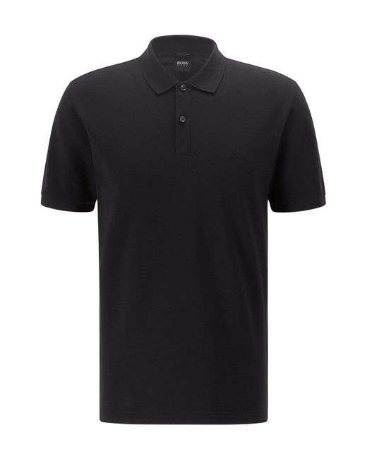 BOSS by Hugo Boss Pallas Polo, Regular Fit Plain Black Polo Shirt for men
