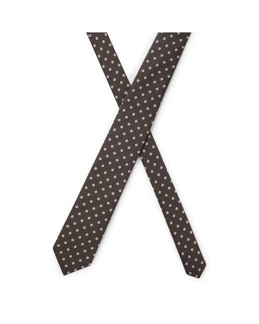 Boss Brown Silk-Blend Tie With Jacquard-Woven Pattern for men