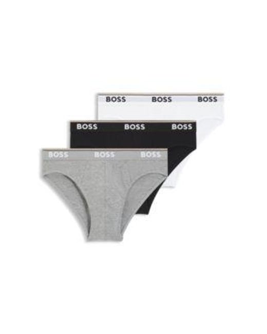 Lot de trois slips en coton stretch avec logos à la taille Boss pour homme en coloris Multicolor