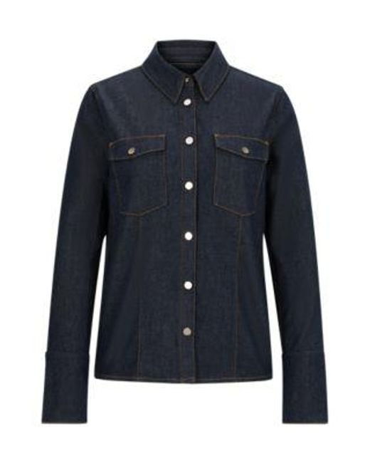 Chemisier Regular Fit En Denim Stretch Confortable Bleu Marine Boss en coloris Blue