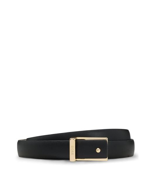 Ceinture En Cuir Avec Boucle Dorée Boss en coloris White