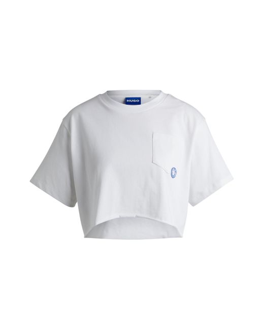 HUGO Korter, Relaxed-fit T-shirt Met Logopatch in het White