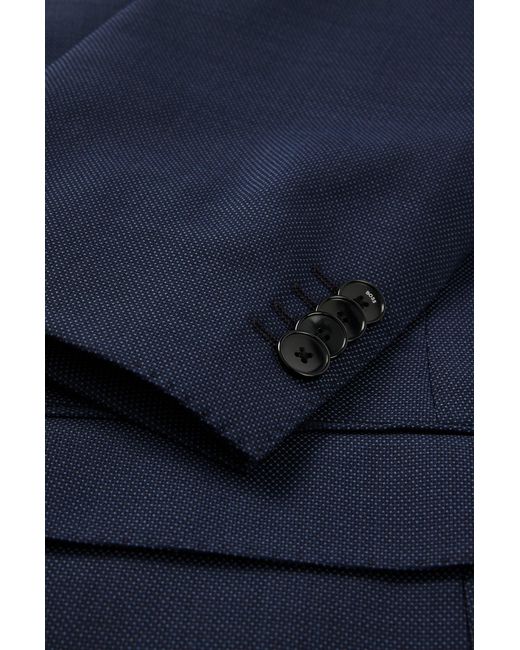 Boss Blue Regular-fit Suit In Micro-patterned Stretch Fabric for men