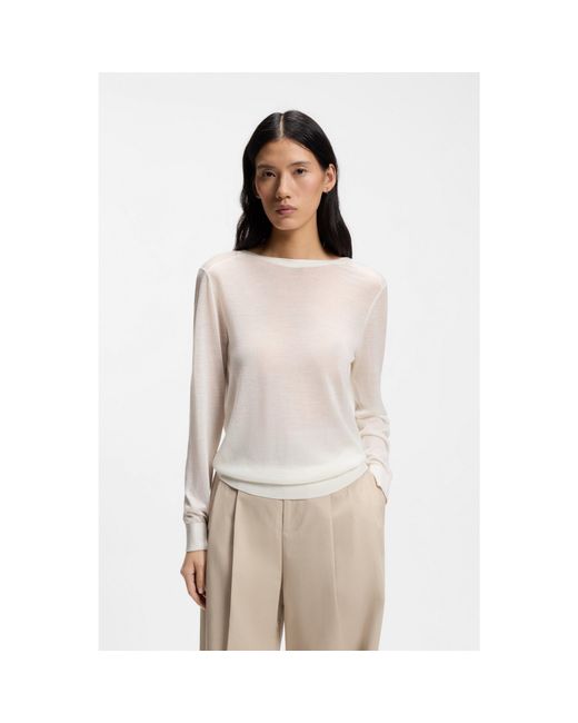 Boss Natural Knitted Cardigan With Rear Button Closure