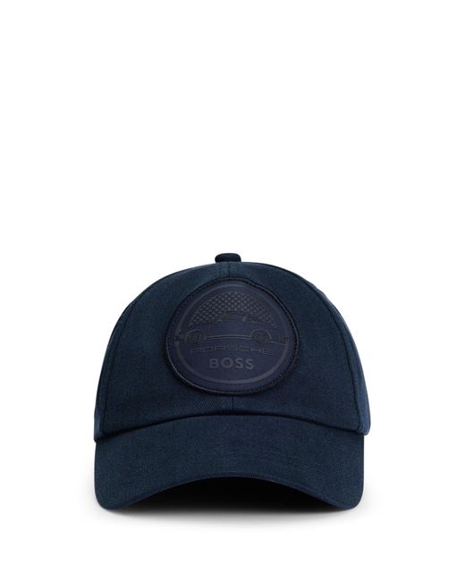 Boss Blue Porsche X Cotton-twill Cap With Dual-branded Patch for men
