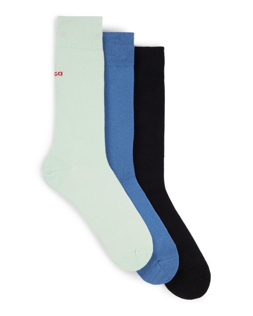 Lot de trois paires de chaussettes mi-mollet en coton mélangé HUGO pour homme en coloris Blue