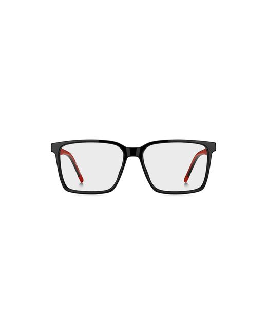 HUGO Black Matte- Optical Frames With Patterned Temples for men