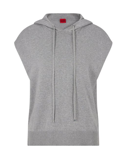 BOSS by HUGO BOSS Relaxed-fit Sleeveless Hoodie In Cotton, Wool And ...