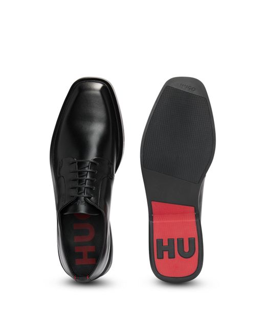 Chaussures derby en cuir nappa à logo HUGO pour homme en coloris Black