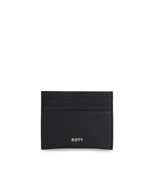 Boss Black Card Holder With Logo Lettering for men
