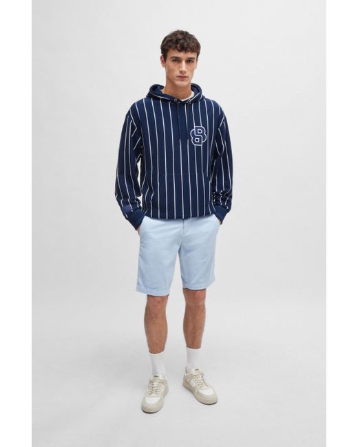 Boss Slim-Fit Shorts aus elastischem Baumwoll-Twill in Blue für Herren