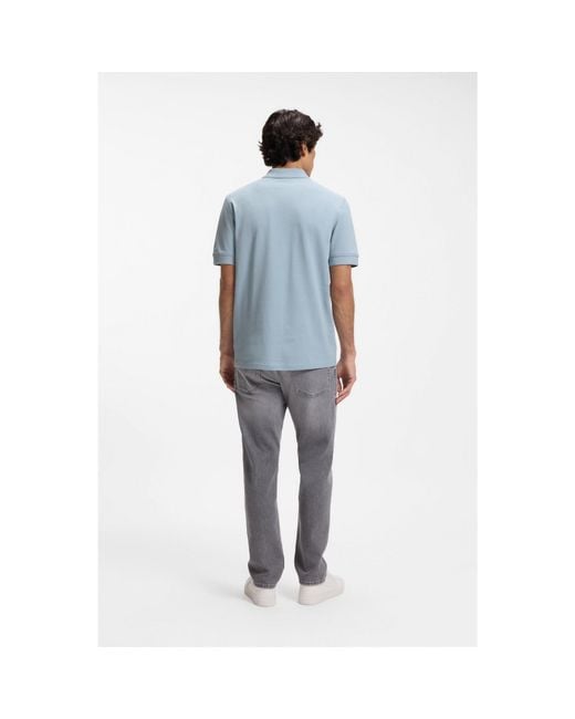Boss Blue Cotton-Piqué Polo Shirt With Logo Detail for men